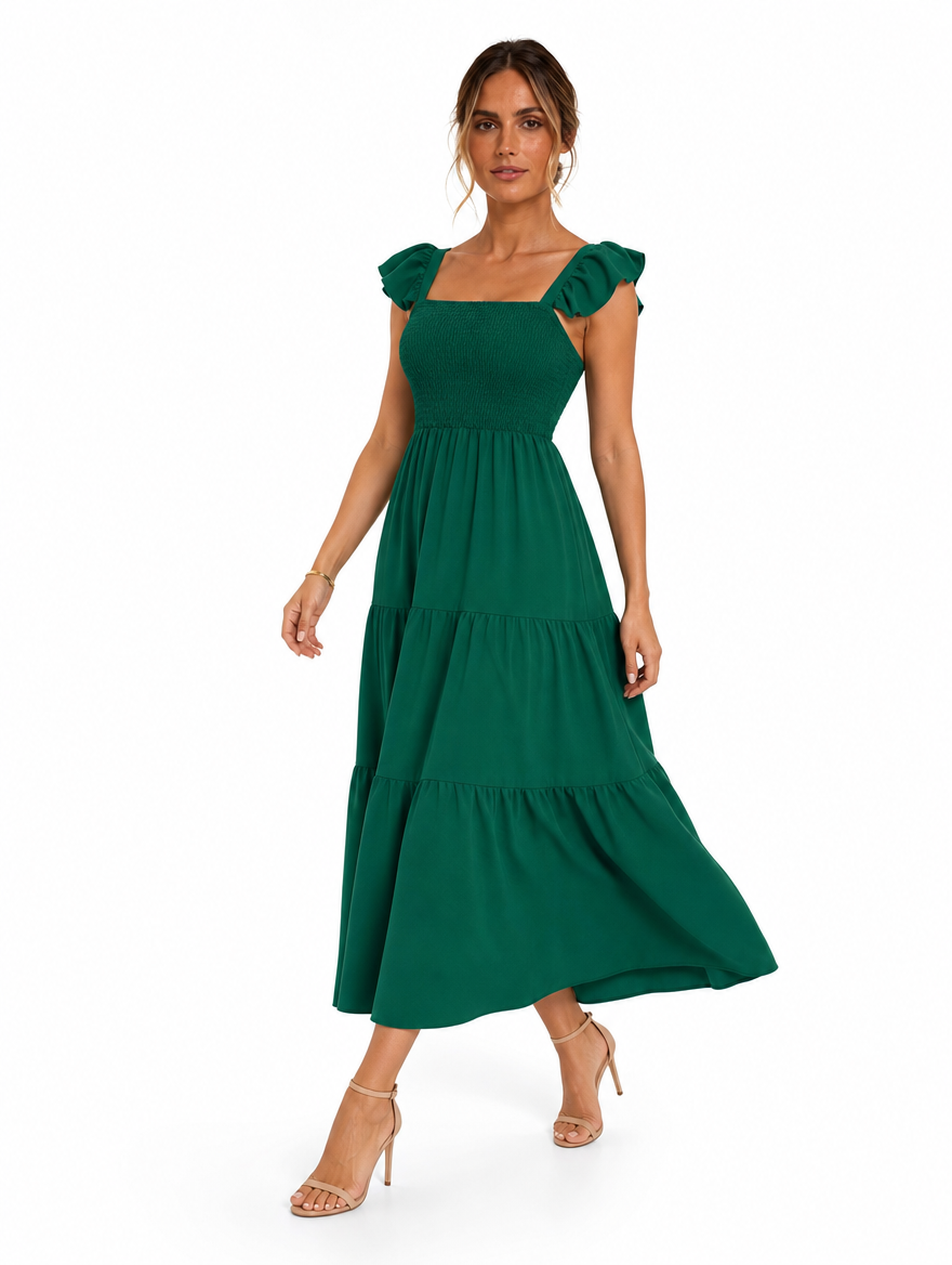 Robe Smockée Carrée