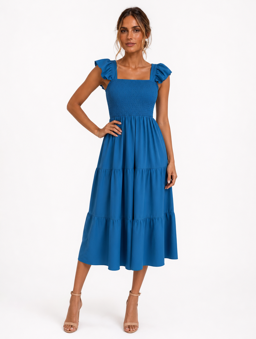 Robe Smockée Carrée