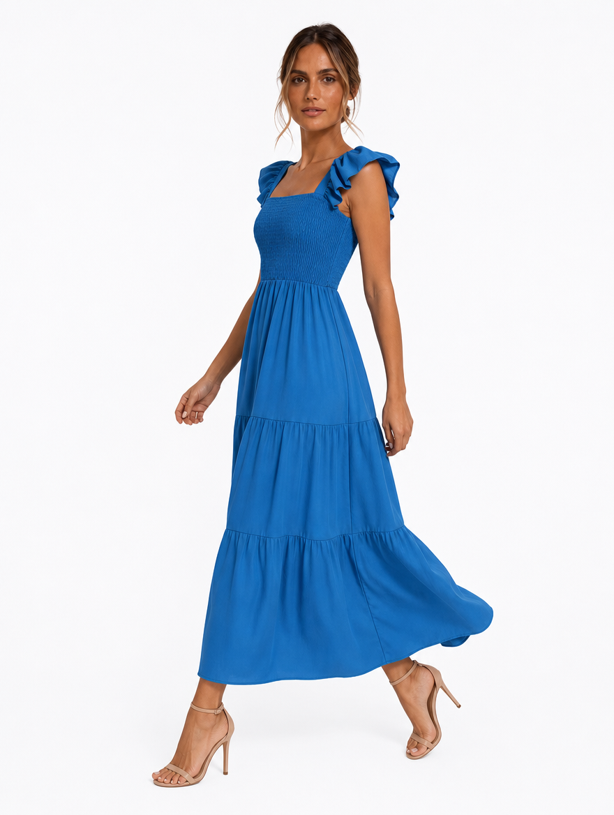 Robe Smockée Carrée