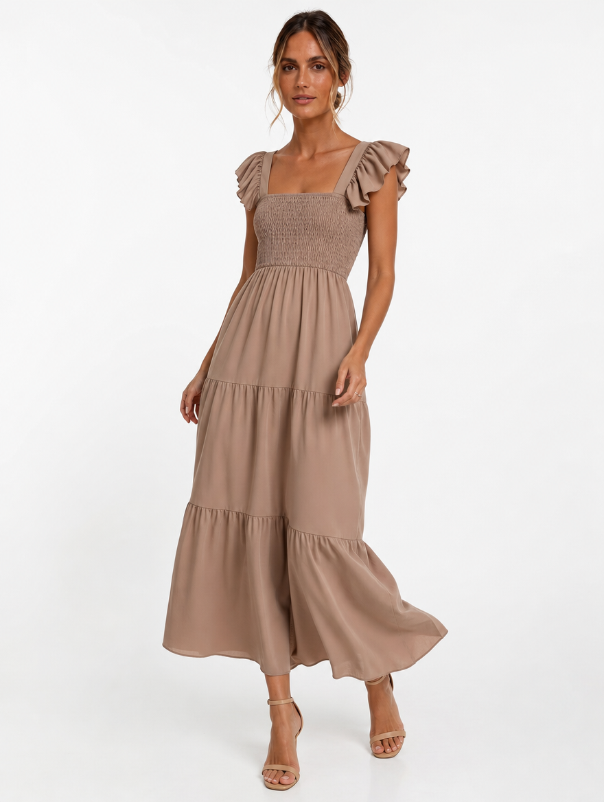 Robe Smockée Carrée