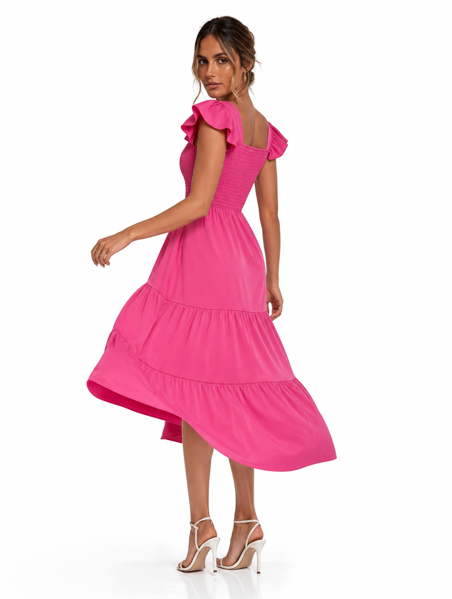 Robe Smockée Carrée