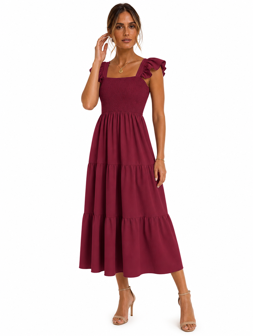 Robe Smockée Carrée