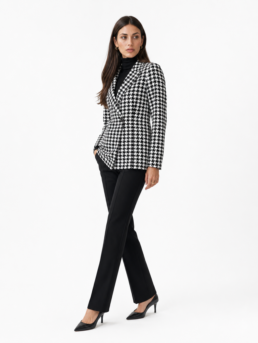 Blazer Pied-de-Poule Doublé