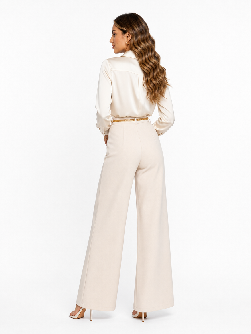 Pantalon Palazzo Taille Haute