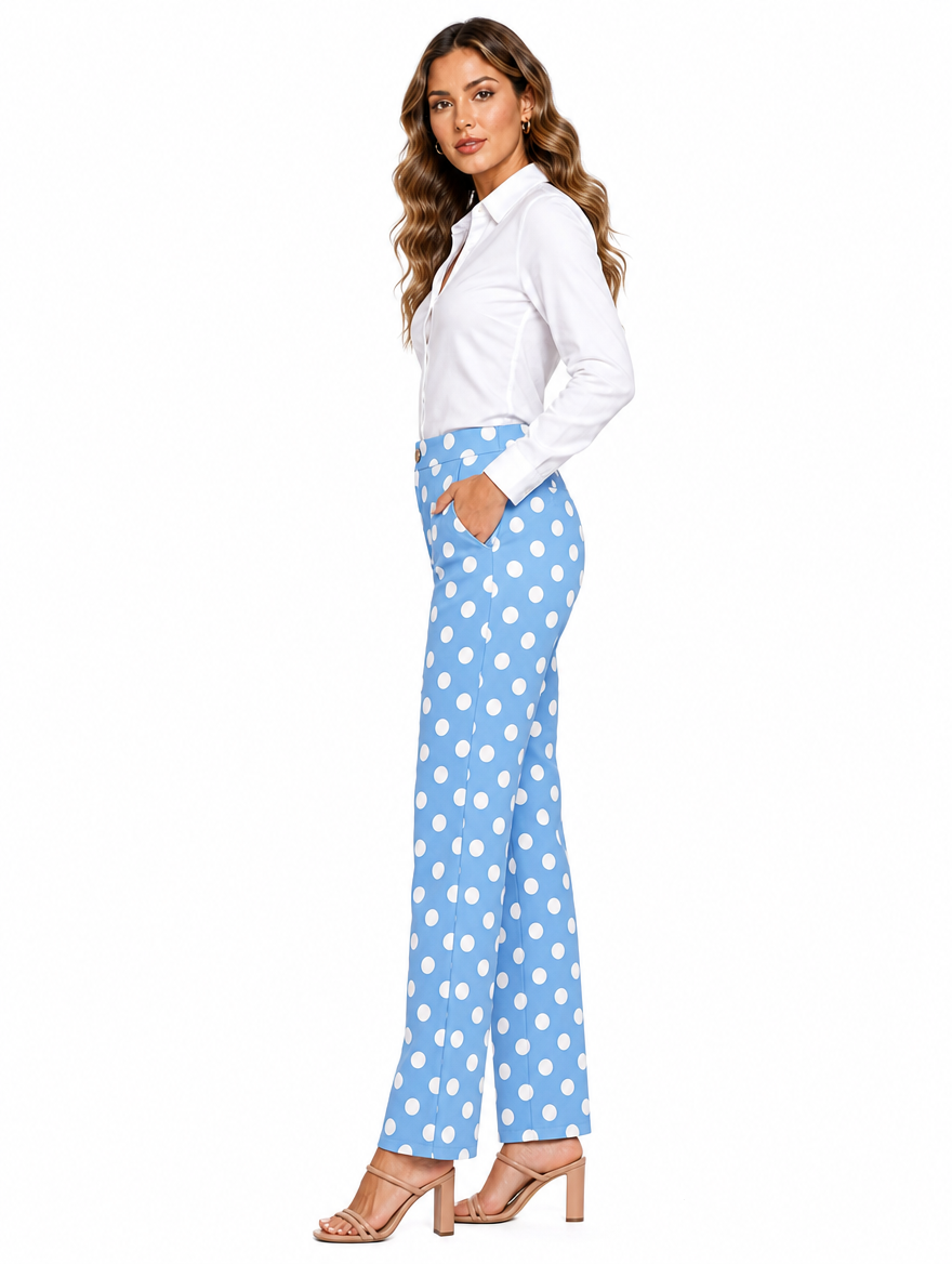 Pantalon Pois Poches Plaquées
