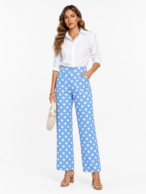 Pantalon Pois Poches Plaquées
