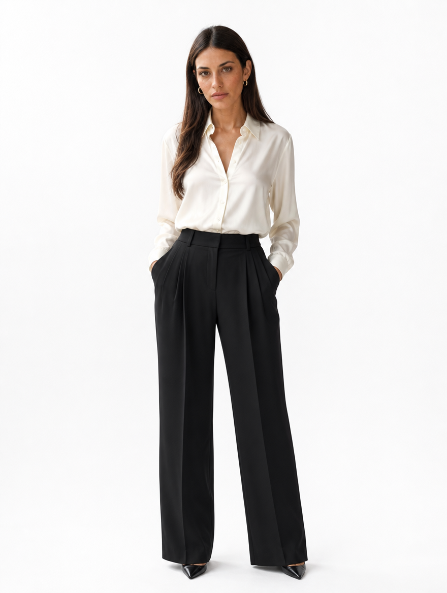 Pantalon Taille Haute Coutures