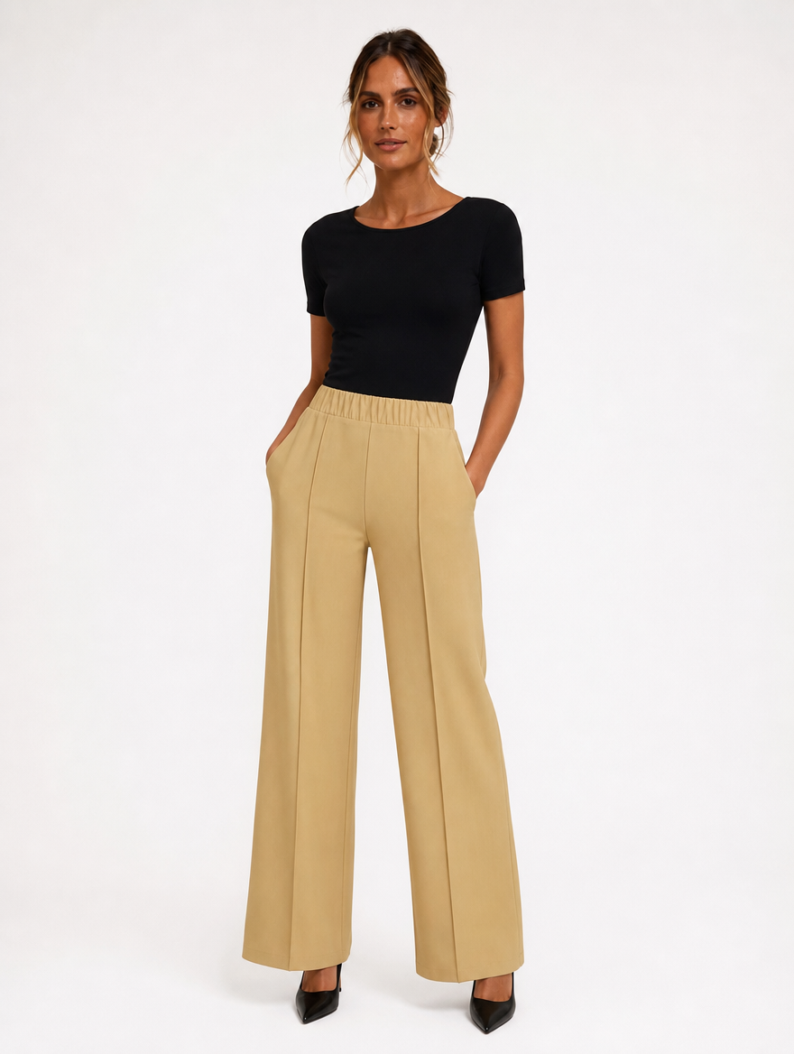Pantalon Taille Haute Coutures