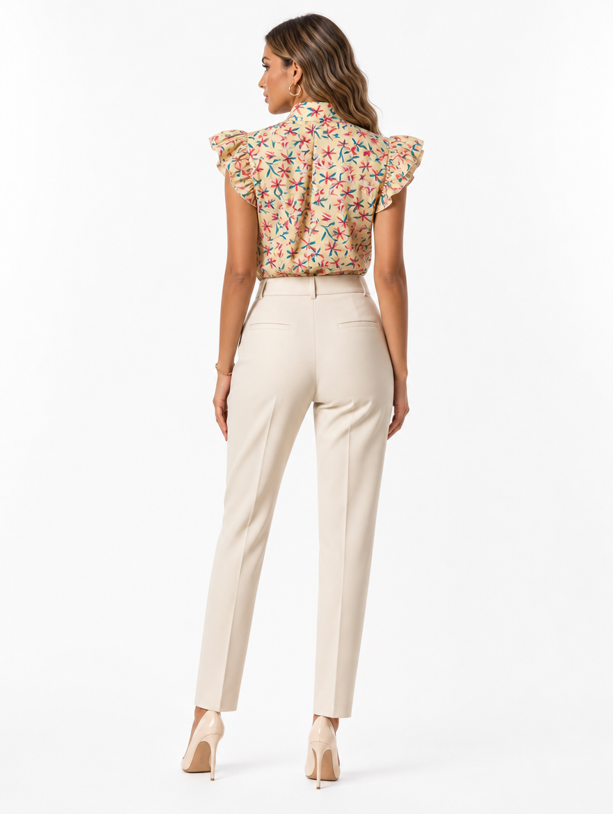 Blouse Fleurie Col Noué