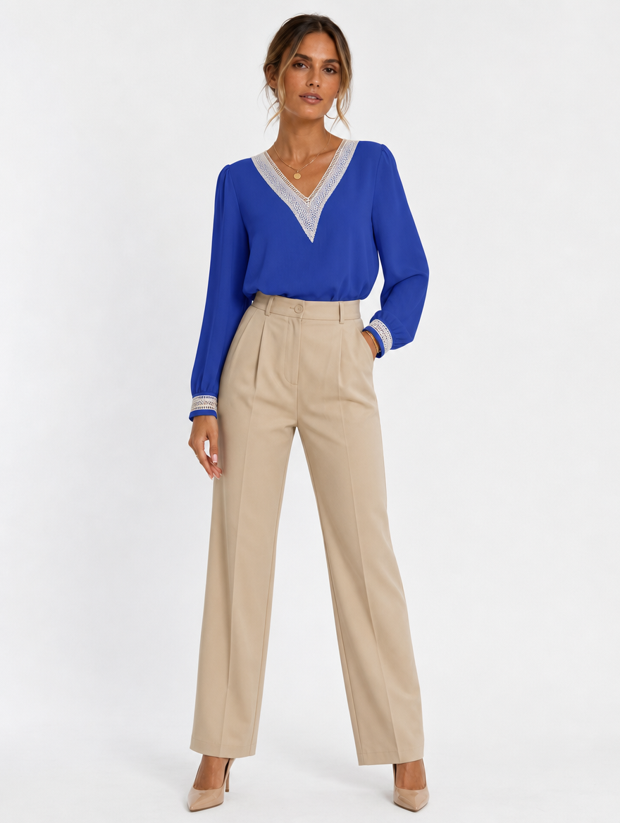 Blouse Col V Manches Longues