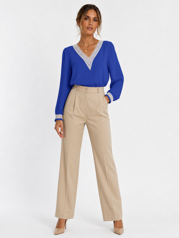 Blouse Col V Manches Longues