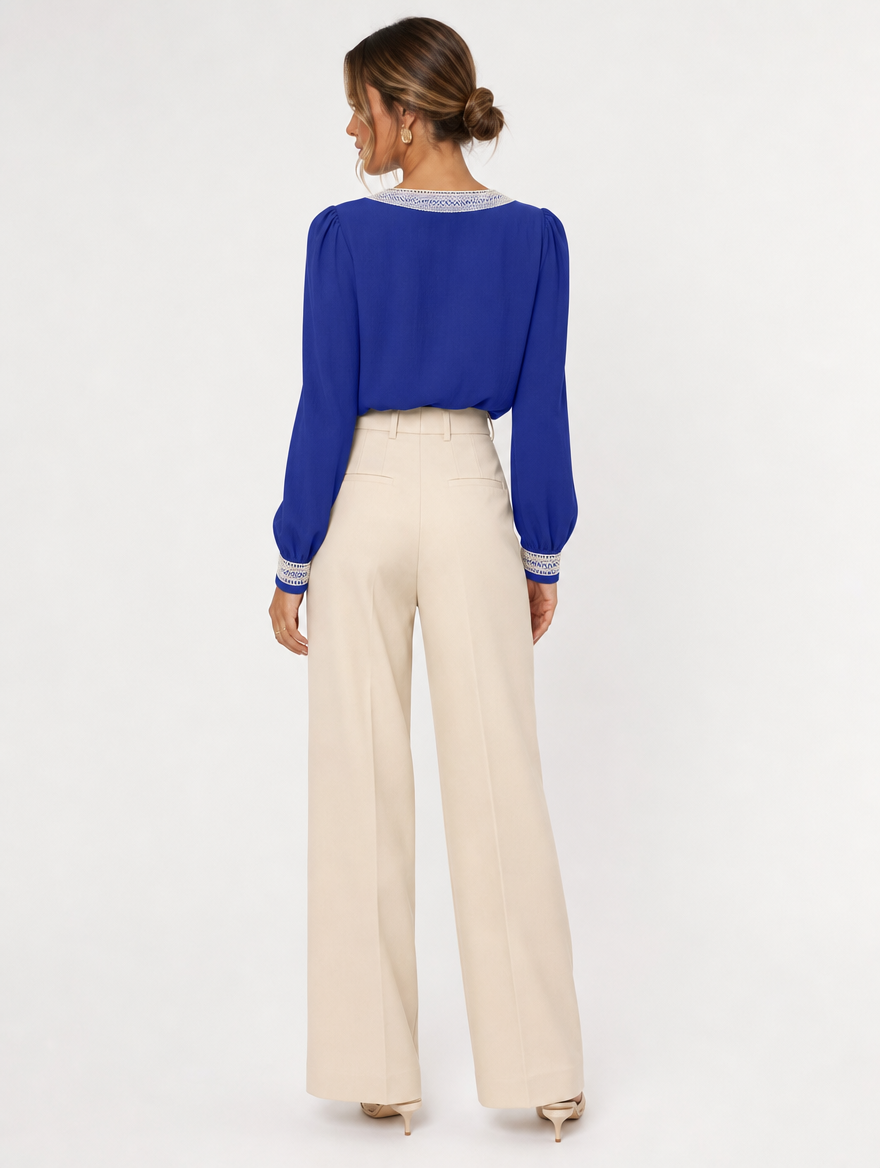 Blouse Col V Manches Longues