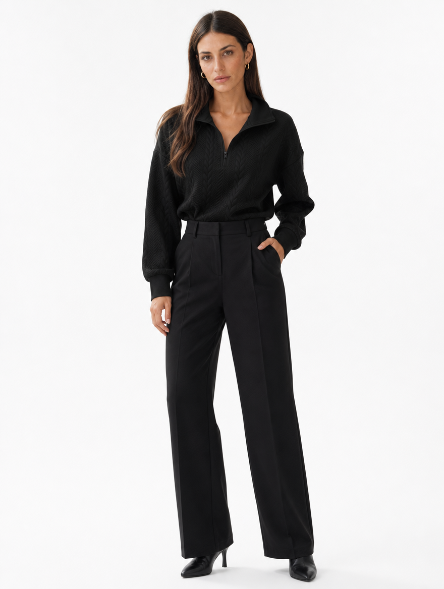 Sweat Demi-Zip Épaules Tombantes