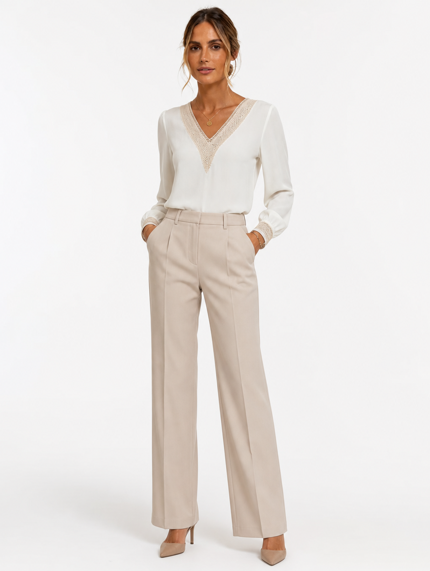 Blouse Col V Manches Longues