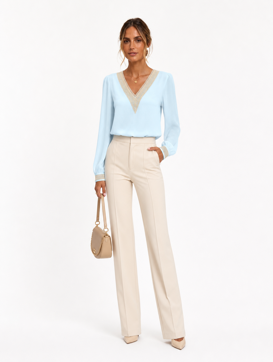 Blouse Col V Manches Longues