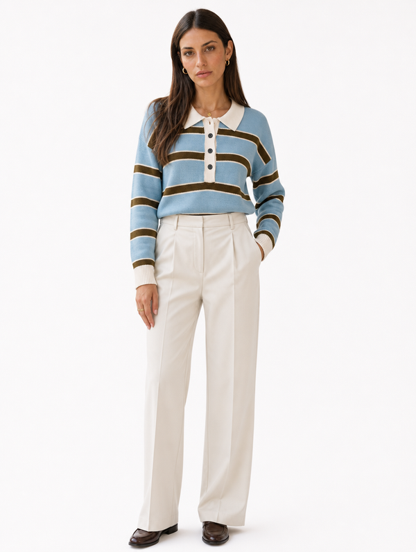 Pull Col Polo Rayé