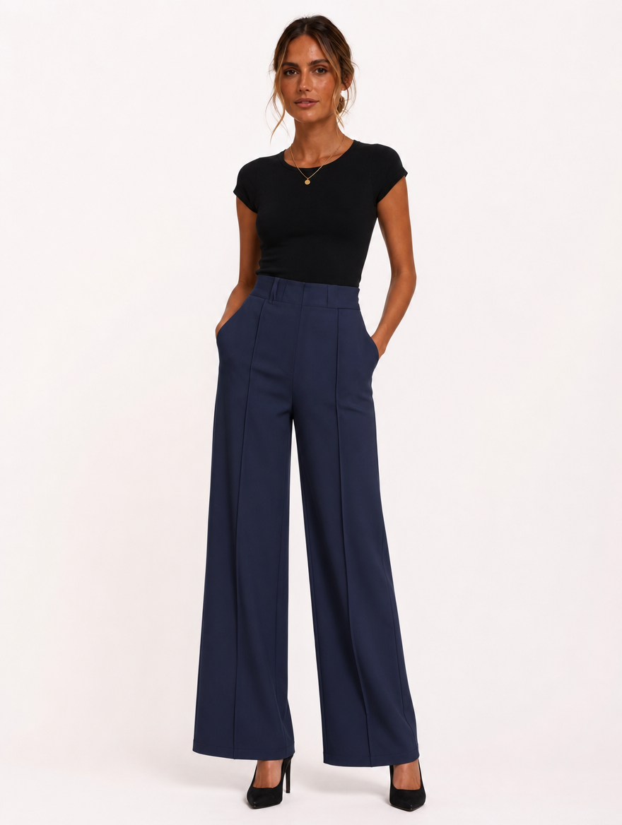 Pantalon Taille Haute Coutures