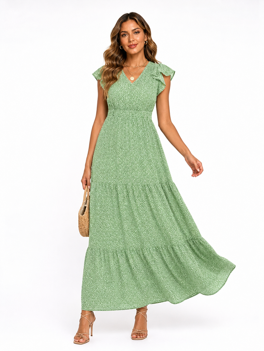 Robe Volants Fleurie